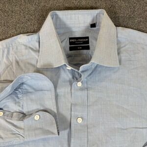 Spier & Mackay Handmade Dress Shirt Mens 16.5 34 Slim Fit Spread Collar #3685